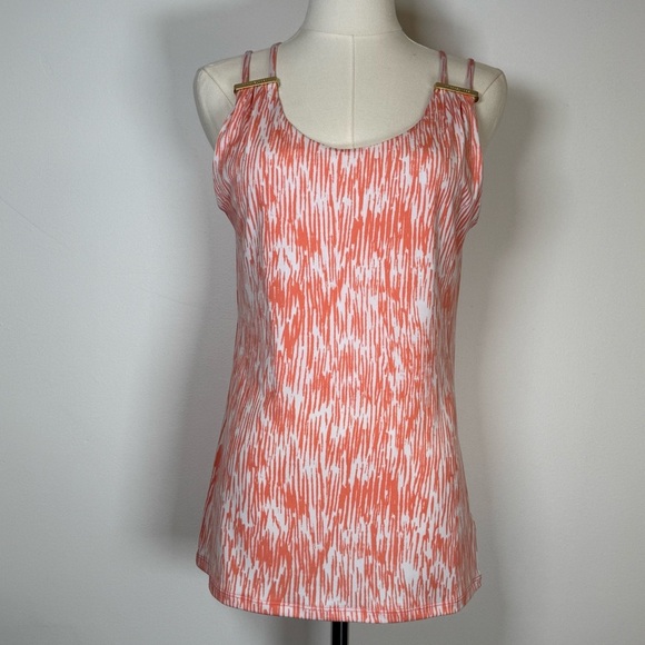 Michael Kors Strappy Tank Top Gold Metal Logo Detail Women’s Size Small - Picture 1 of 11